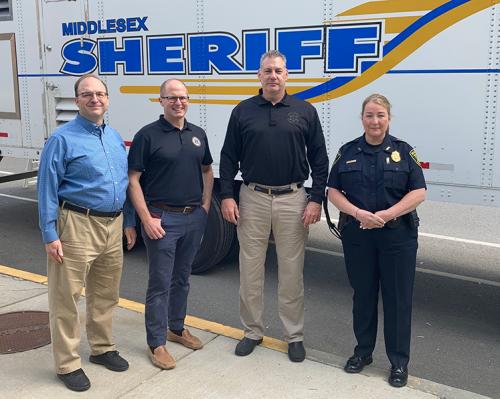  Select Board Member Eric Helmuth, Town Manager Adam Chapdelaine, Sheriff Peter J. Koutoujian and Police Chief Juliann Flaherty 