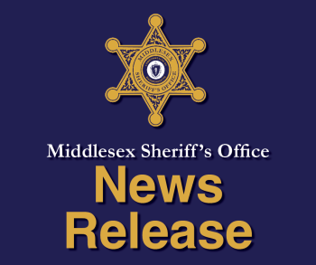 Blue graphic with MSO star and words Middlesex Sheriff's Office News Release.
