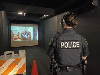 Stoneham Police Officer Emily Dello Russo participated in interactive, scenario-based training on the Middlesex Sheriff’s Office Mobile Training Center (MTC) on April 8, 2021.