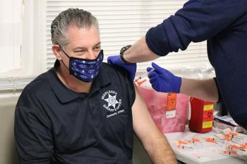 Middlesex Sheriff Peter J. Koutoujian was among the members of the Middlesex Sheriff's Office who received their first dose of the COVID-19 vaccine on Thursday, January 21, 2021. Vaccinations are on a voluntary basis.