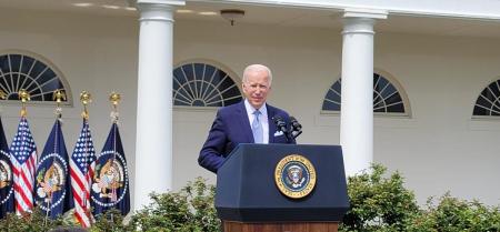 President Joe Biden announced new efforts to combat gun crime during an event at the White House on Monday, April 11 attended by Middlesex Sheriff Peter J. Koutoujian. 
